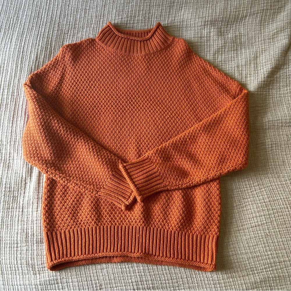 Orange mock neck Knit Sweater